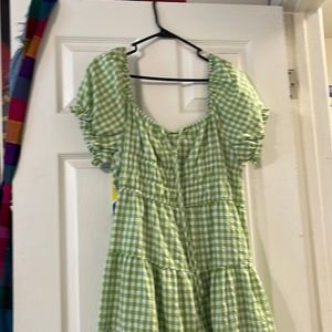 Green and white dress